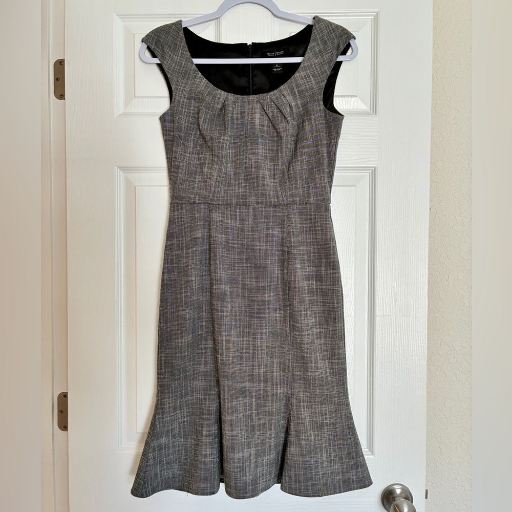 White House Black Market Gray Plaid Fit & Flare Dress | Size 0